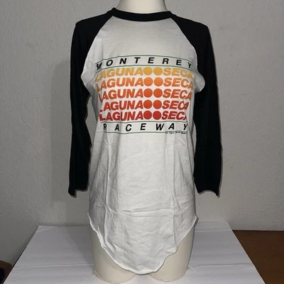 Vintage 70s/80s Monterey Laguna Seca Racing Raceway CA F1 Baseball T-Shirt Sz M - Image 1 of 4