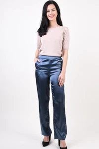 Hose VILA Gr.38 Blau Satin Damenhose stylisch elegant Straight China Blue - Picture 1 of 1