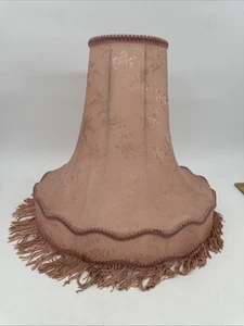 Vintage Victorian Style Lampshade Blush Pink Floral Fringed - Water Stains 15” T - Imagen 1 de 10