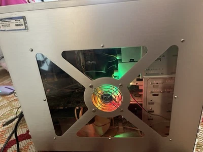 Clear Side Window Led Fan ATX Mid Tower Computer Case Silver VINTAGE Metal Retro - Image 1 of 4