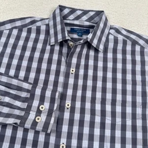 Cole Haan Grand OS Shirt Mens Medium Button Up Long Sleeve Plaid Gray Blue - Picture 1 of 9
