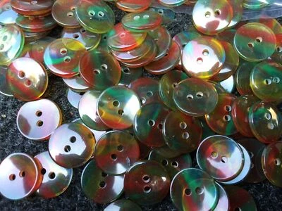 Multi-Color Rainbow LIFESAVER Button Red-Green-Yellow Shiny Finish 15mm 5/8" 2h - Image 1 of 2