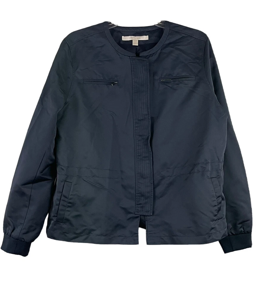 Chaqueta de nailon Nordstrom para mujer talla grande azul marino cremallera completa sin cuello Foto 1 de 2