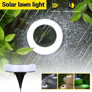 Solar Deck Buried Lights 8 LEDs Under Ground Lamp Outdoor Lawn Garden Decking US - Picture 1 of 20