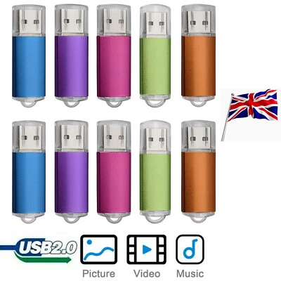 5/10Pack Flash Drive Pen Drives Memory Stick USB 2.0 1GB 2GB 4GB 8GB 16GB 32GB