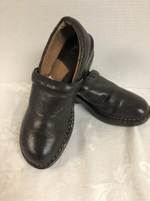 Sapato Mules Bolo Feminino Tamanho 10 M Couro Marrom Seixo Tamanco - Imagem 1 de 4