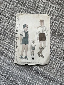 Vintage Simplicity Schnittmuster Jungen Shorts Oberteil 40er Jahre Vorlage Bastelanleitung - Bild 1 von 4
