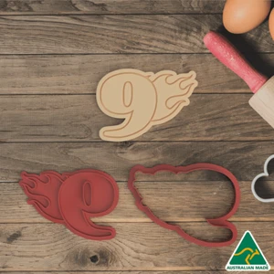 Flame Number 9 Cookie Cutter and Embosser Stamp - Picture 1 of 3