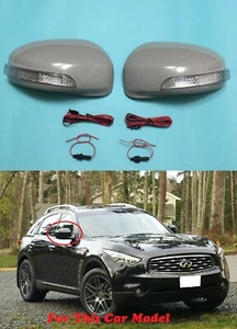 Side Mirror Cover W/LED Turning Light For '2009-'2016 INFINITI FX35 Unpainted - Foto 1 di 5