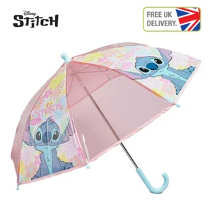 Paraguas floral rosa Disney Stitch para niños (lilo y puntada) brolly infantil - Imagen 1 de 4