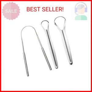3 PCS Metal Tongue Scraper, Tongue Scrapers for Adults, Stainless Steel Tounge S - Picture 1 of 2