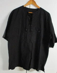Vintage Cotton Manos Bratis Shirt, Lace-Up Front "Greece" - Men's Size L - Bild 1 von 7