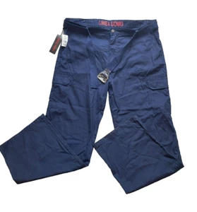 Linea Uomo Pants Adult 44x34 Navy Straight Leg Baggy Cargo Hip Hop Mens NWT - Picture 1 of 10