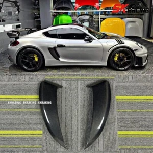 Dry Carbon Fiber Side Air Vent Cover Trims Fits Porsche 718 Boxster Cayman 17-24 - Picture 1 of 21