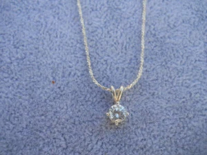 Genuine Cz  Pendant Necklace Solid 925 Sterling Silver - Picture 1 of 2
