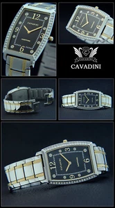 Unique men's watch CAVADINI, complete stainless steel, tonneau, stones - Picture 1 of 1