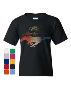 Ford Mustang Logo Youth T-Shirt GT Shelby Cobra Boss 302 Tee - Picture 1 of 8
