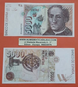 NUEVO billete 5000 PESETAS 1992 CRISTOBAL COLON SC Serie 3S Pick 165 España UNC - Imagen 1 de 5