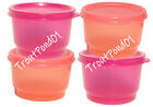 TUPPERWARE Snack Cups Set 4 Lunch Box 4 oz Bowls Pink and Guava / Coral