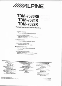 Alpine Owner´s Manual  Bedienungsanleitung für TDM-7586 - 7584 -7582 Copy - Picture 1 of 1