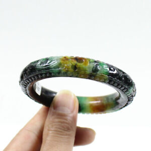 59 mm bracelet chinois multicolore jadéite jade gemmes sculpté à la main j7720
