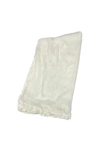 Vintage Real Silk Drapery Textile Fabric Sheer Off-White Lace Trim Runner Decor - Picture 1 of 9