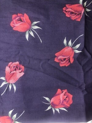 Red Roses Navy Background Alexander Henry Collection Cotton OOP Fabric 1 yard - Image 1 of 3