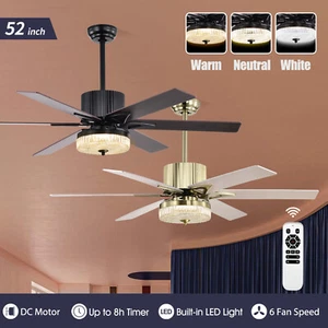52" Ceiling Fan LED Light Timer Remote Control Reverse Airflow Indoor Outdoor - Picture 1 of 24