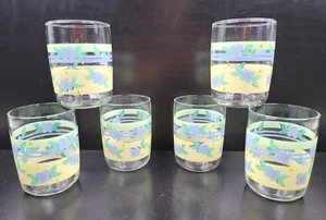 6 Pfaltzgraff Summer Breeze 8 Oz Tumblers Glasses Set Blue Flowers Yellow Green - Picture 1 of 24
