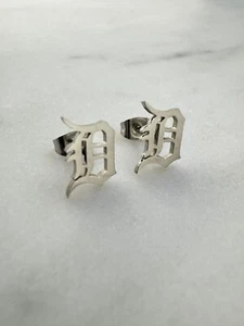 Detroit Tigers Earrings - Silver Earrings - Silver Studs - MLB Baseball Earrings - Picture 1 of 3