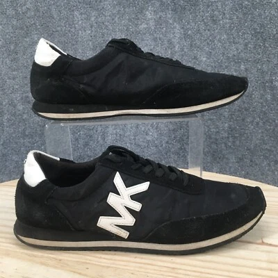 Michael Kors Womens 9 M Casual Sneakers Black Leather Almond Toe Lace Up Low - Image 1 of 4