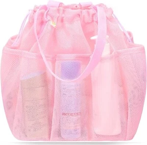 Mesh Shower Caddy Portable with Drawstring, Dorm Room Essentials for PINK - Picture 1 of 7