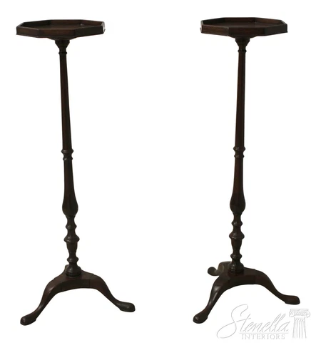 L56142EC: Pair KITTINGER Colonial Williamsburg CW-49 Mahogany Candle Stands Cover