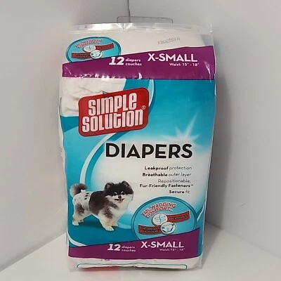 12 Ct X-Small Simple Solution Disposable Dog Diapers Super Absorbent Leak-Proof - Image 1 of 4