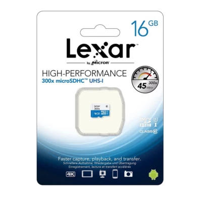 MICRO SD LEXAR Flash card Micro-SD 16GB 300x LSDMI16GBBEU300 - Immagine 1 di 3