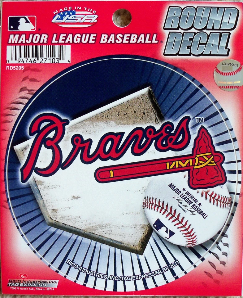 Atlanta Braves MLB  Round Decal Window Sticker Baseball League 4.5" - Image 1 of 1