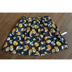 ModCloth More Than Charming Boo Cats Ghost Halloween Linen Skirt Plus 1X NWT - Picture 1 of 6