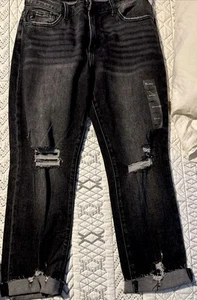 NWOT KanCan |Straight Leg Distressed Light Wash Grey Denim Jeans, Womens 29 / 27 - Picture 1 of 6
