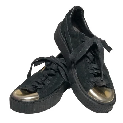 Puma Sneakers Women 7.5 Black Suede Lace Up Comfortable Fit Platform Shoes - Image 1 of 4