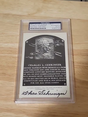 Charlie Gehringer Signed Auto Artvue Type 2 Postcard Plaque PSA RARE - Image 1 of 2