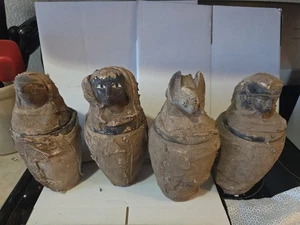 Old Very Good Reproduction Ancient Egyptian Canopic Jar Set of 4  - Picture 1 of 18