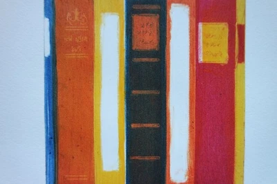 Aquatinta-Farbradierung „Bücher“, Original signiert T. Ehmke - Bild 1 von 4