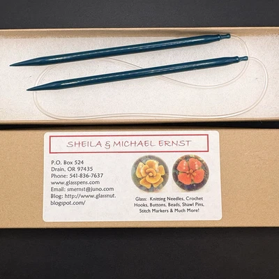 Glass Knitting Needles Circular Dark Teal Size 9 24" Ernst Handmade Gift Box - Image 1 of 4