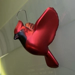 Bird Blown Glass Northern Cardinal In Flight Christmas Ornaments Red - Picture 1 of 13