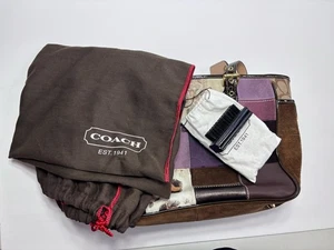 Coach Holiday Patchwork Tote Shoulder-Bag Purse Y2K Vintage Purple W/ Dust Bag - Picture 1 of 22