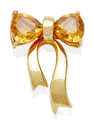 Broche Tiffany & Co. Oro 18k y 2.75ct Citrino Arco 11/16" x 1" 4.7 gramos Foto 1 de 4