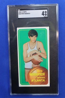 1970-71 Topps PISTOL PETE MARAVICH #123 Rookie Card SGC 4 HOF RC Atlanta Hawks - Image 1 of 4