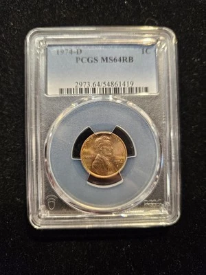 1974-D Denver Lincoln Memorial Cent PCGS MS64 RB with Amazing Rainbow toning!! - Image 1 of 4