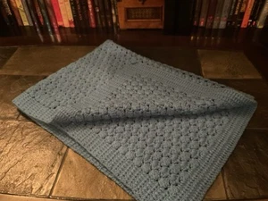 Crocheted Afghan blue 30”x43” - Picture 1 of 4