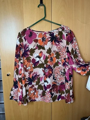 TU Pink Rose Floral Print Long Sleeve Blouse Top Shirt Size Size 18  - Image 1 of 4